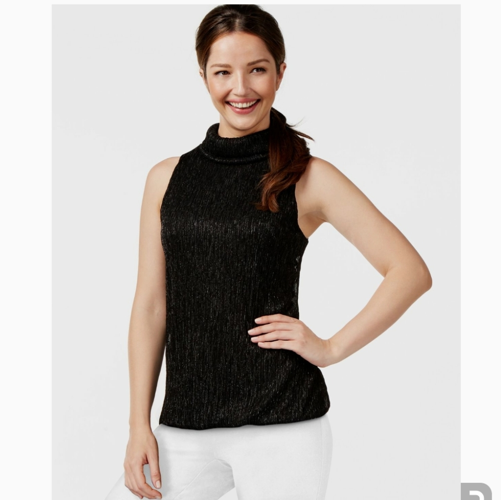 Alfani Prima Metallic Bubble Hem Sleeveless Top